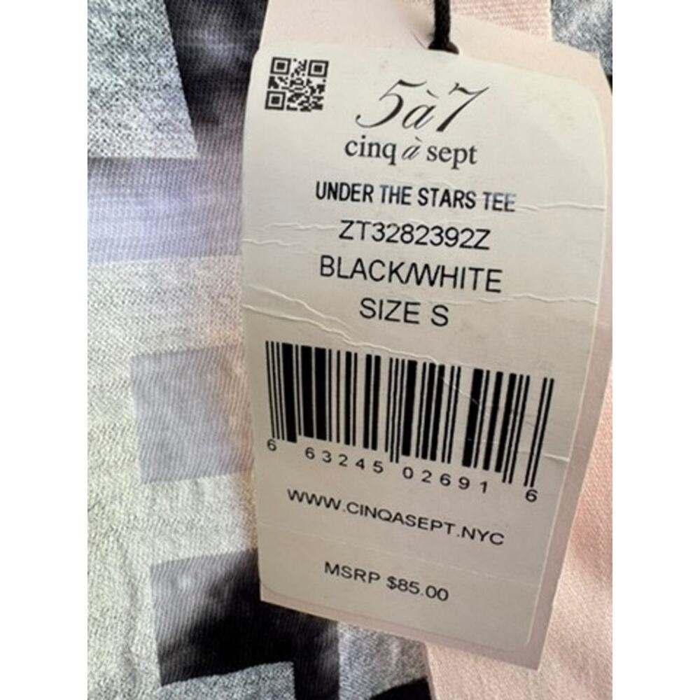 Cinq à Sept Under the Stars Tee Black White Tie Dye Graphic T-Shirt NWT Size S - Picture 3 of 6